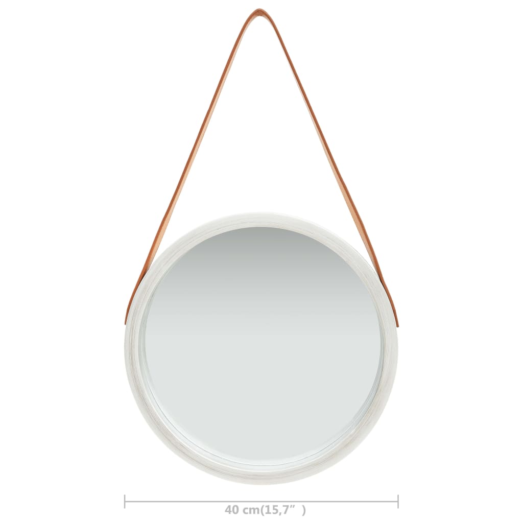 Wandspiegel Met Band 40 Cm Kleurig Ø 40 cm Zilver