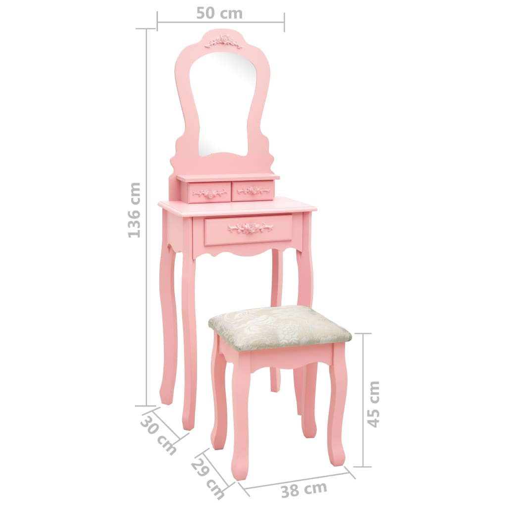 Kaptafelset Met Kruk 50X59X36 Cm Paulowniahout Roze