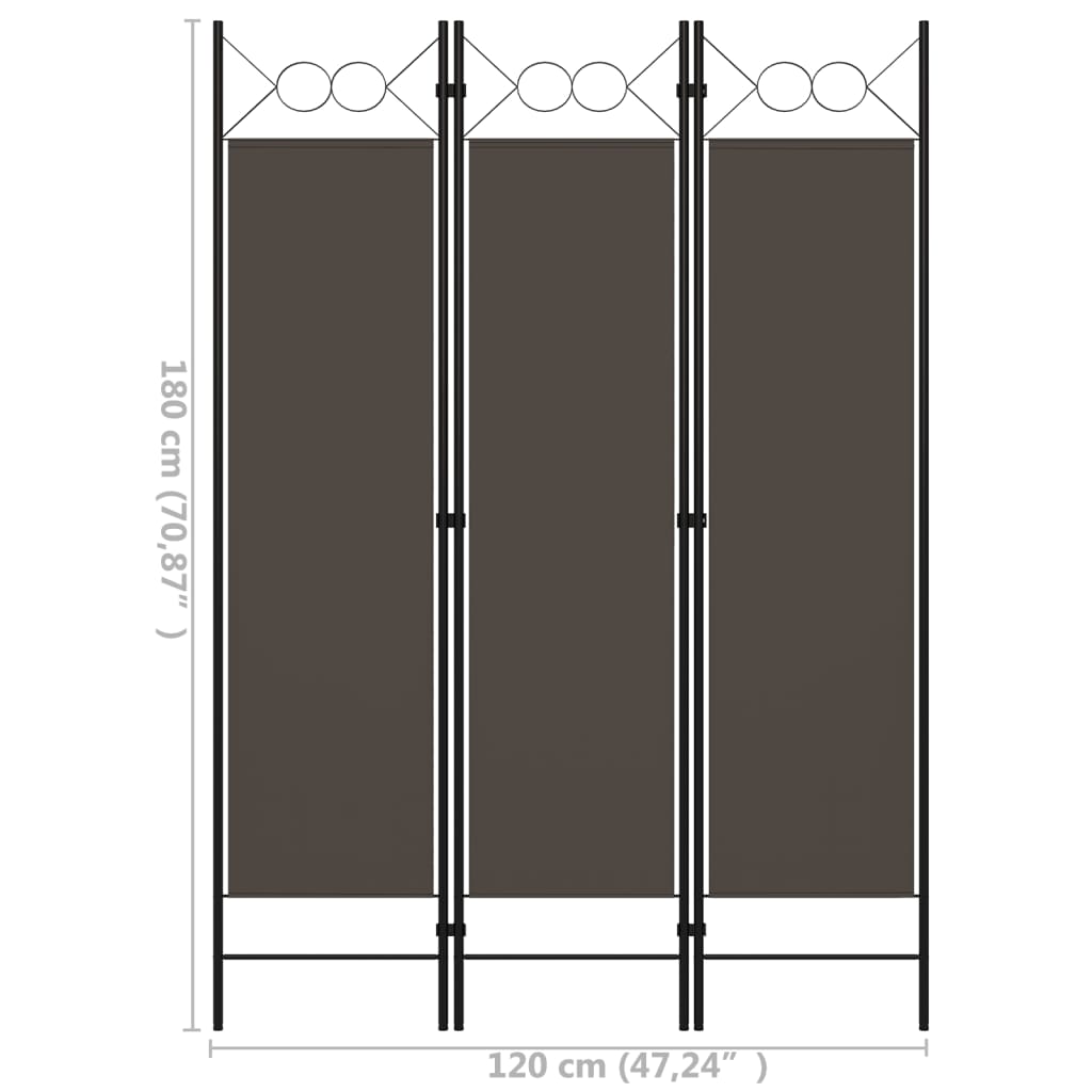 Kamerscherm Met Panelen 120X180 Cm 3 Antraciet