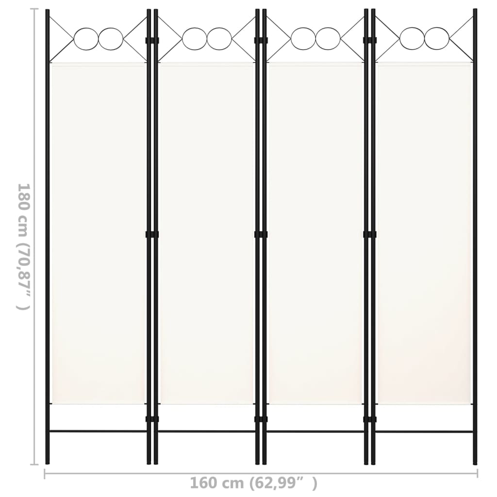 Kamerscherm Met Panelen 160X180 Cm 4 Wit