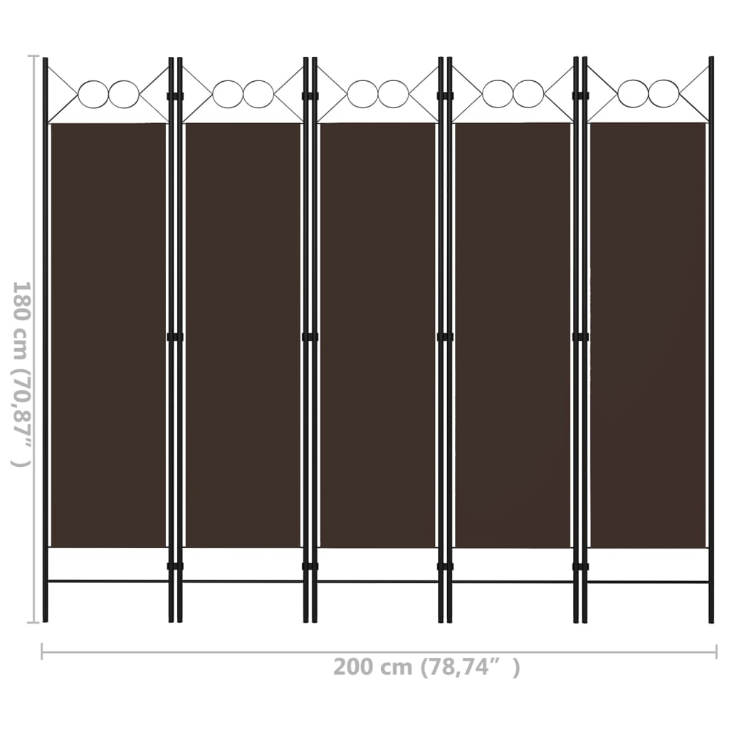 Kamerscherm Met Panelen 200X180 Cm 5 Bruin