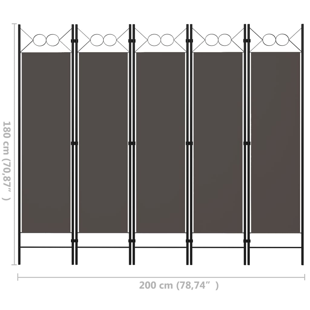 Kamerscherm Met Panelen 200X180 Cm 5 Antraciet