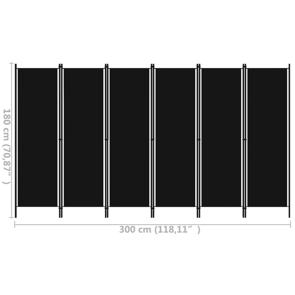 Kamerscherm Met Panelen 300X180 Cm 6 Zwart