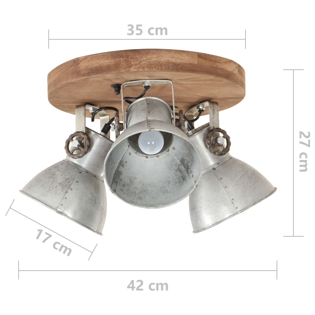 Plafondlamp Industrieel 25 W E27 42X27 Cm Kleurig Rond - 3 lampenkappen 1 Zilver