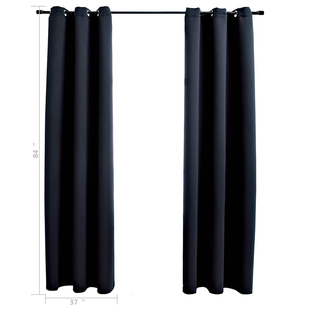 Verduisteringsgordijnen met ringen 2 stuks zwart 97x213 cm stof