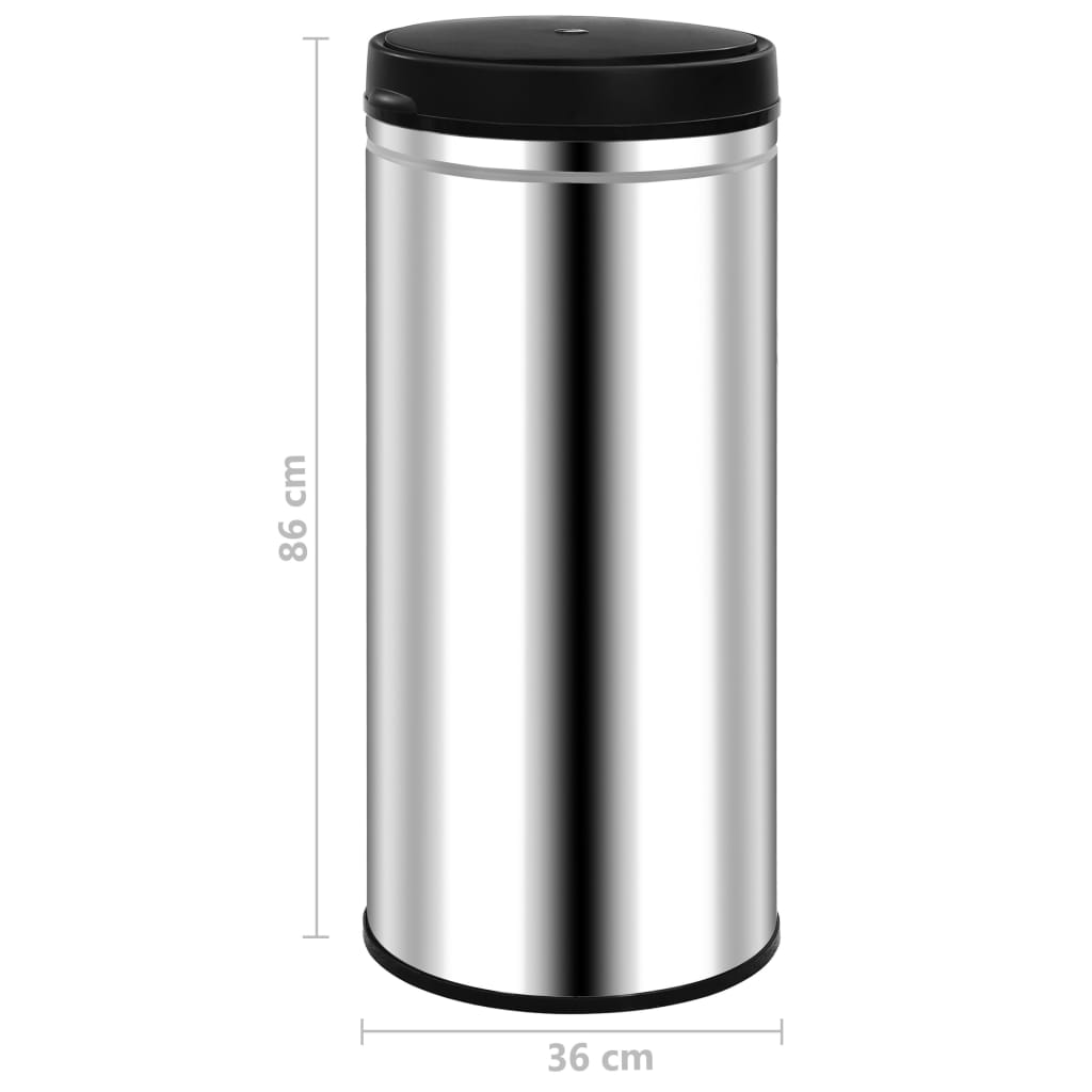 Prullenbak met automatische sensor 80 L roestvrij staal 80 l Zilver