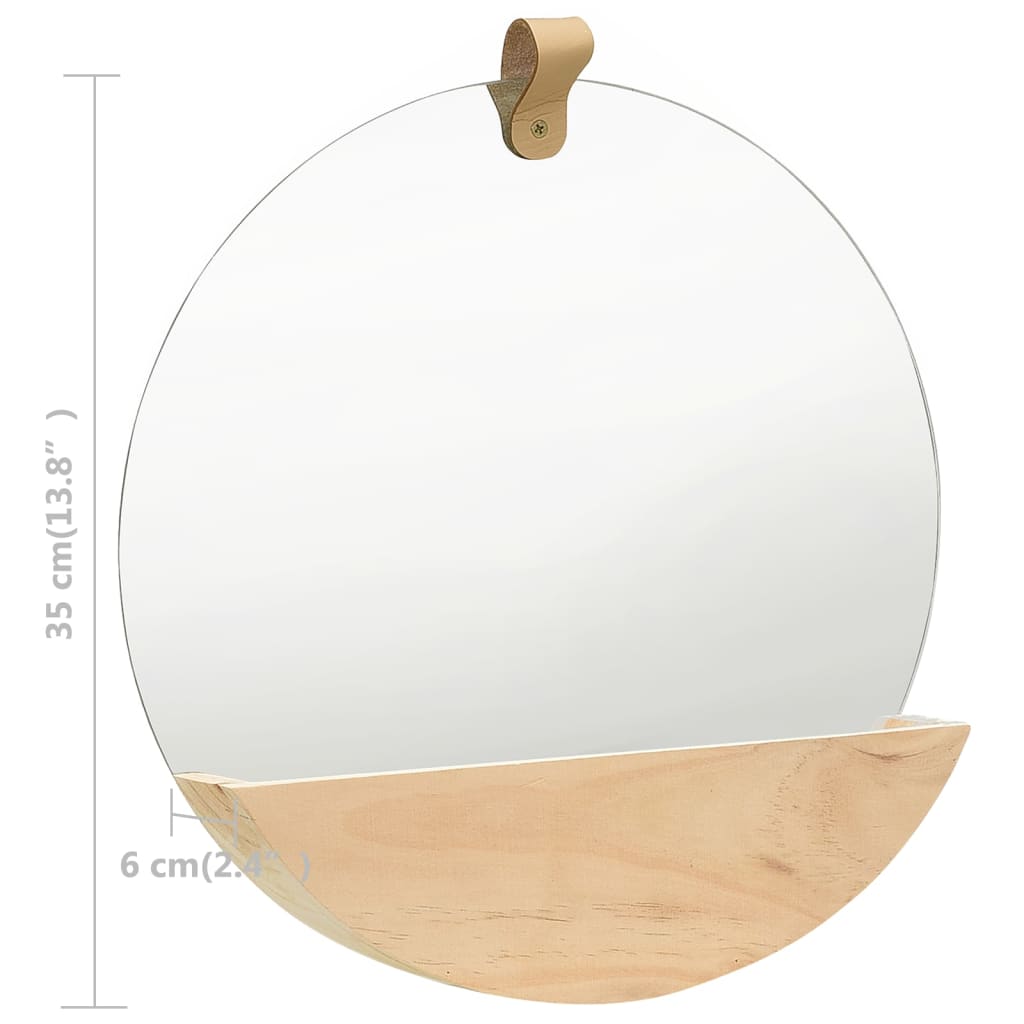Wandspiegel 35 Cm Massief Grenenhout Φ 35 cm