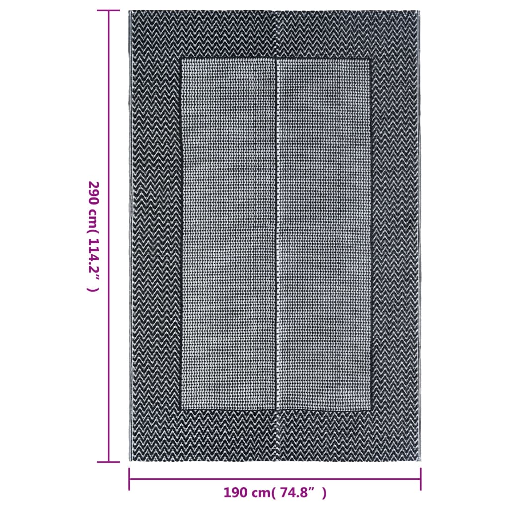 Buitenkleed Pp 190 x 290 cm Zwart en grijs