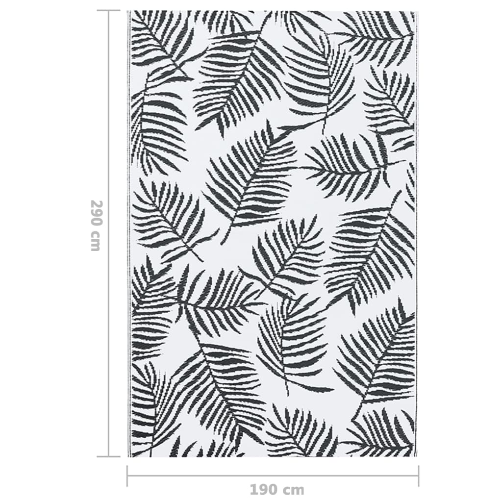 Buitenkleed Pp Wit En Zwart 190 x 290 cm Bladpatroon