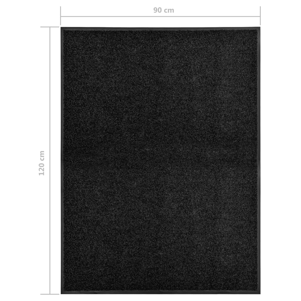 Deurmat wasbaar 90x120 cm zwart 90 x 120 cm Zwart