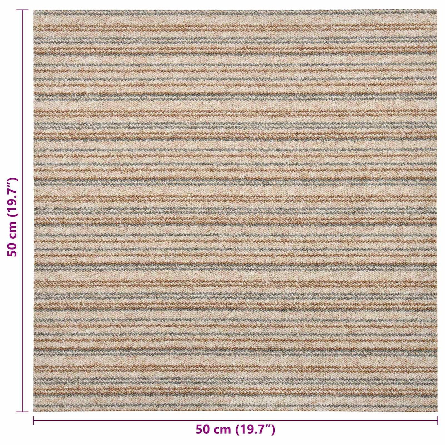 Tapijt 20 pcs Gestreept Beige 50 x 50 cm 100% Polypropyleen