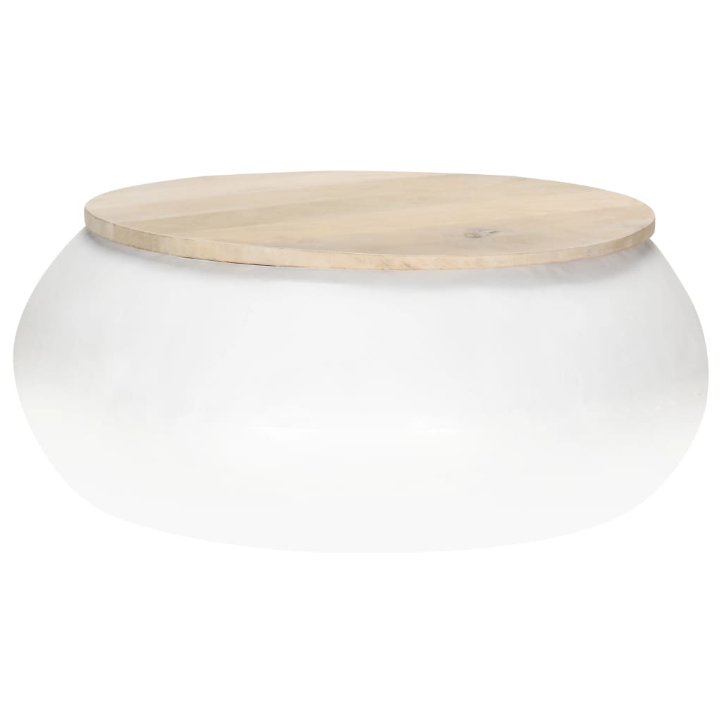 Salontafel 68x68x30 cm massief mangohout wit