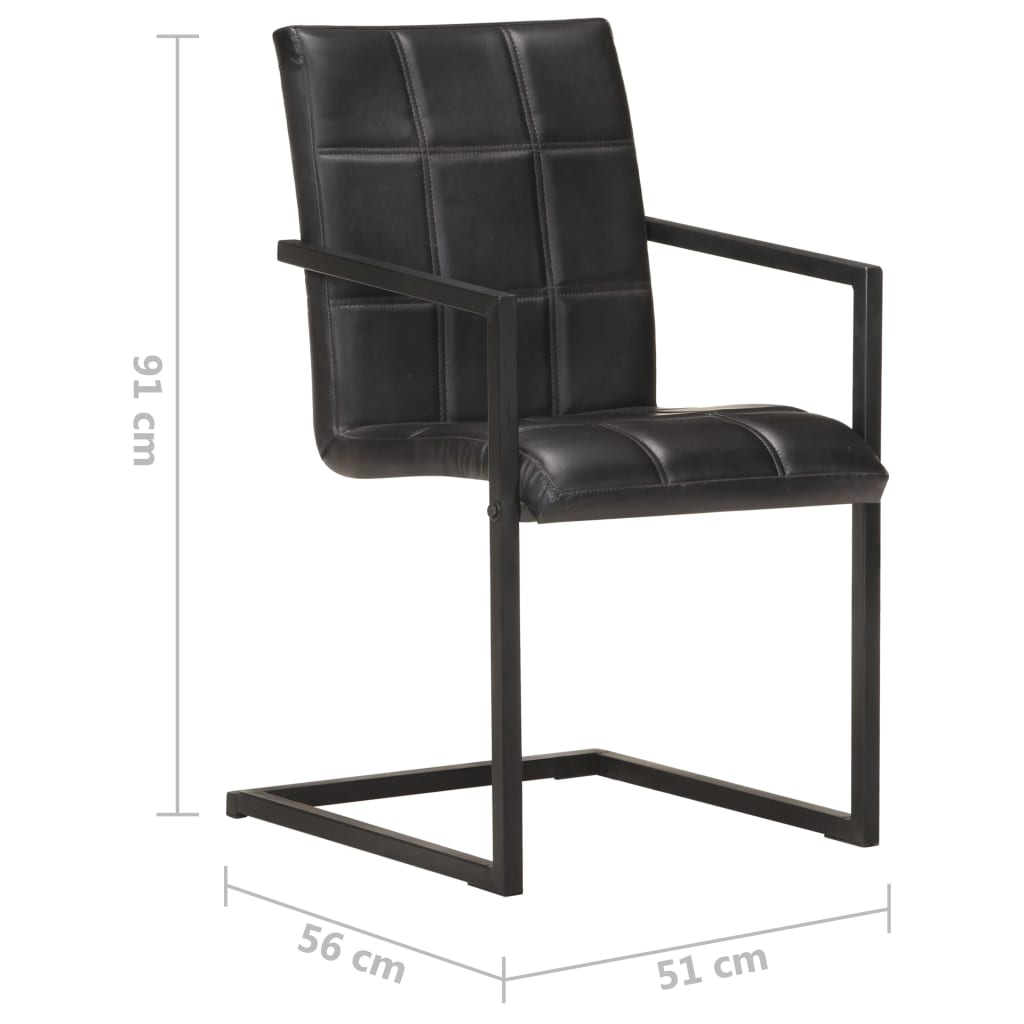 Eetkamerstoelen 2 st echt leer zwart 2 Zwart Patroon 4