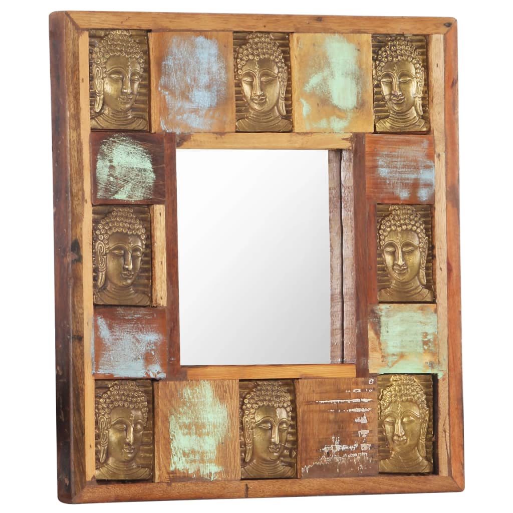 Spiegel Boeddha Massief Gerecycled Hout 50 x 50 cm