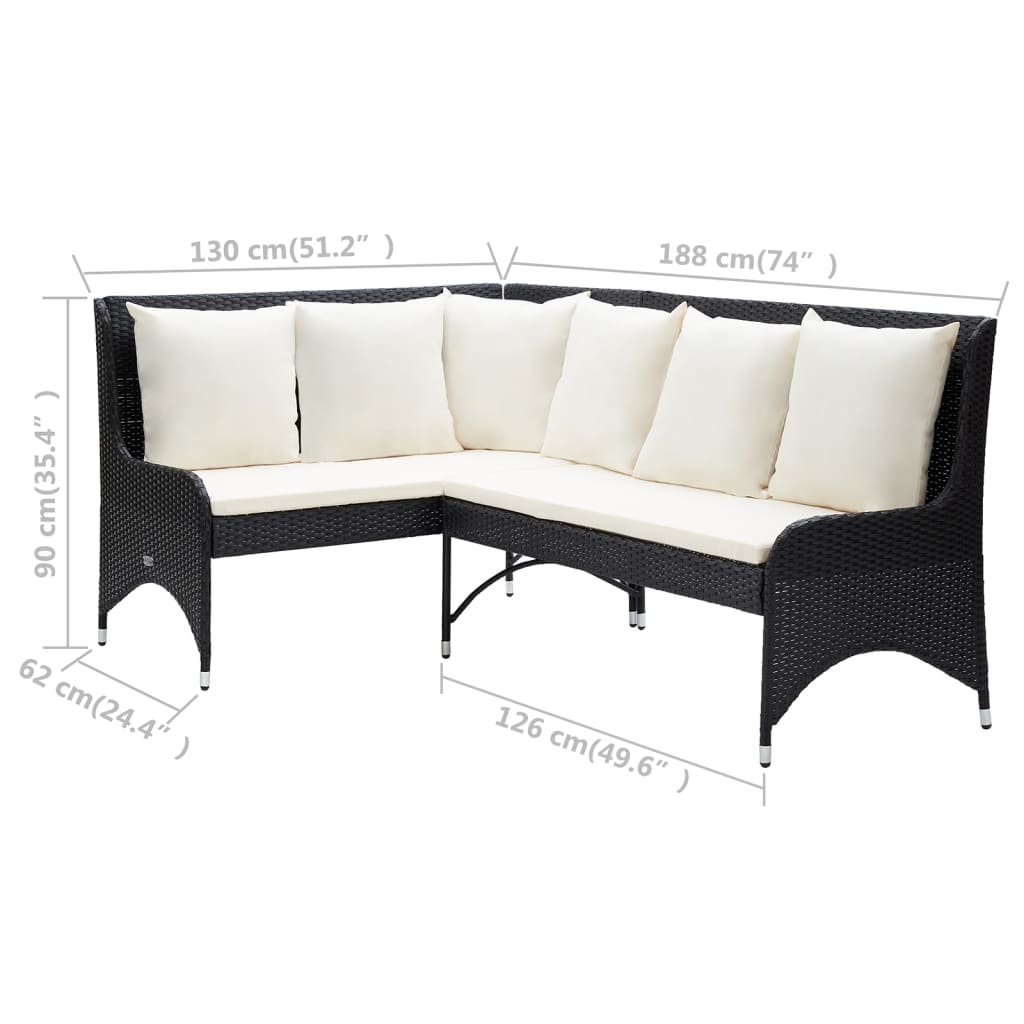 Tuinhoekbanken Poly Rattan Zwart