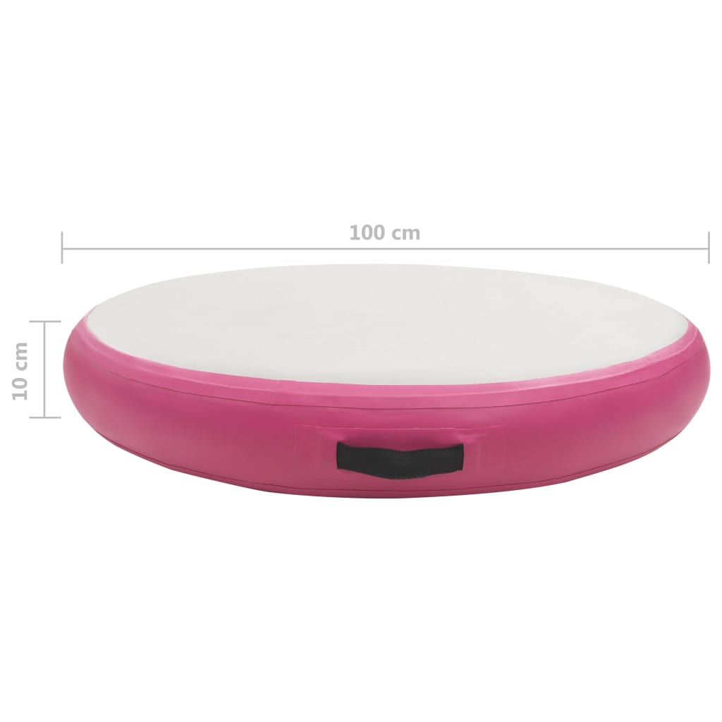 Gymnastiekmat Met Pomp Opblaasbaar Pvc 100 x 100 x 10 cm Roze en grijs
