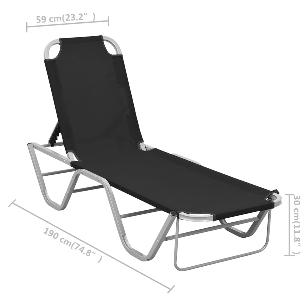 Ligbed Aluminium En Textileen Zwart
