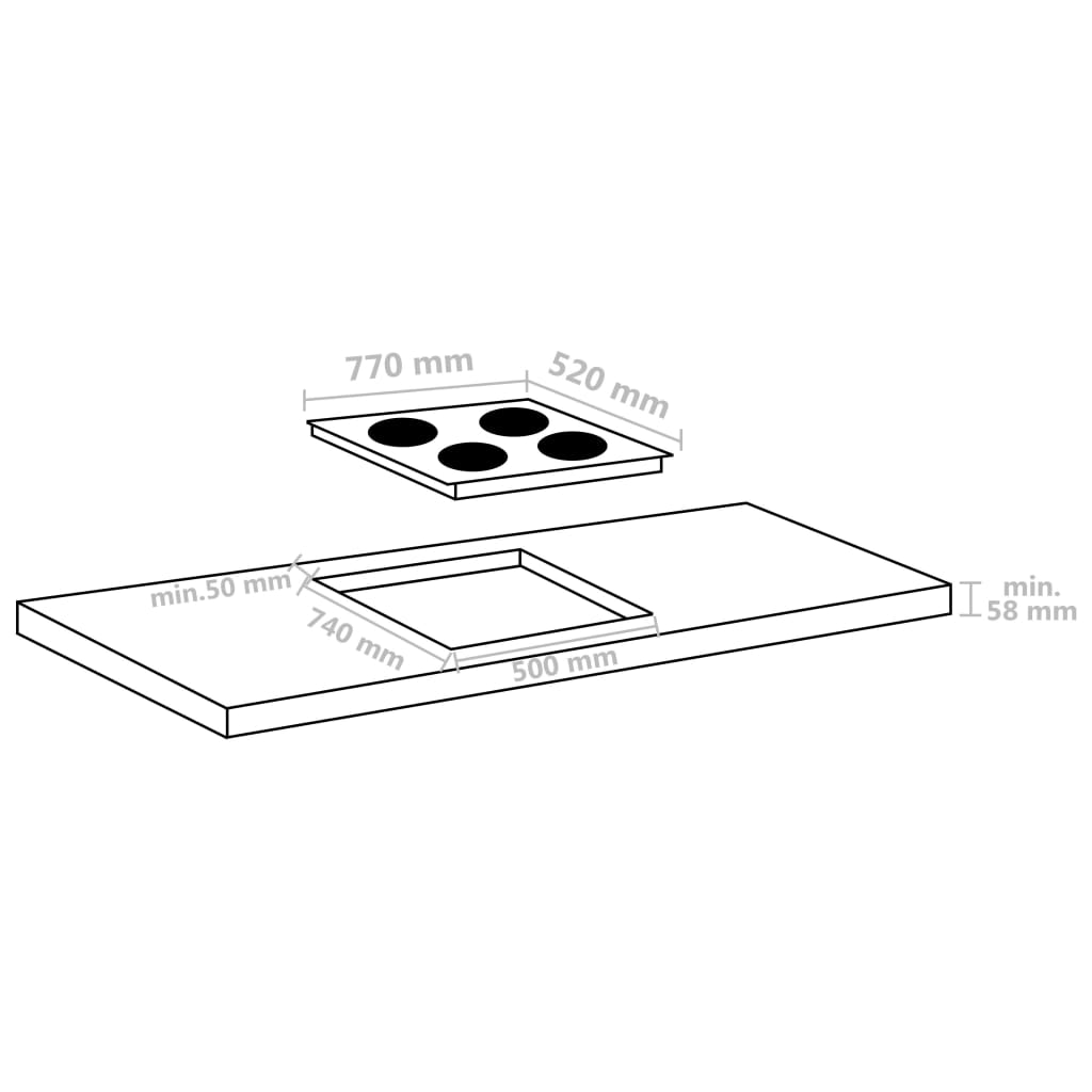 Inductiekookplaat 4 Zones Aanraakbediening Glas 77 cm 7000 w