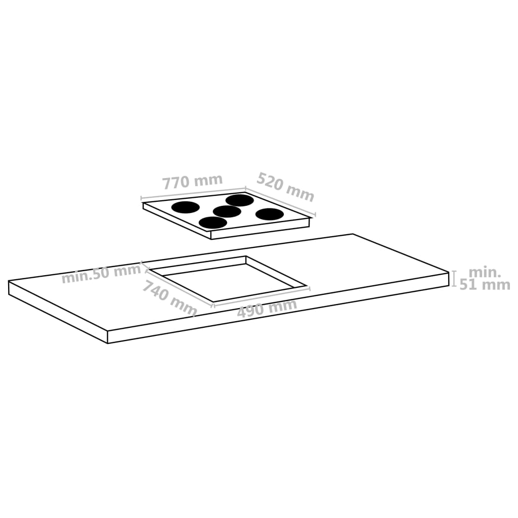 Keramische Kookplaat 5 Kookzones Aanraakbediening 77 cm 8500 w