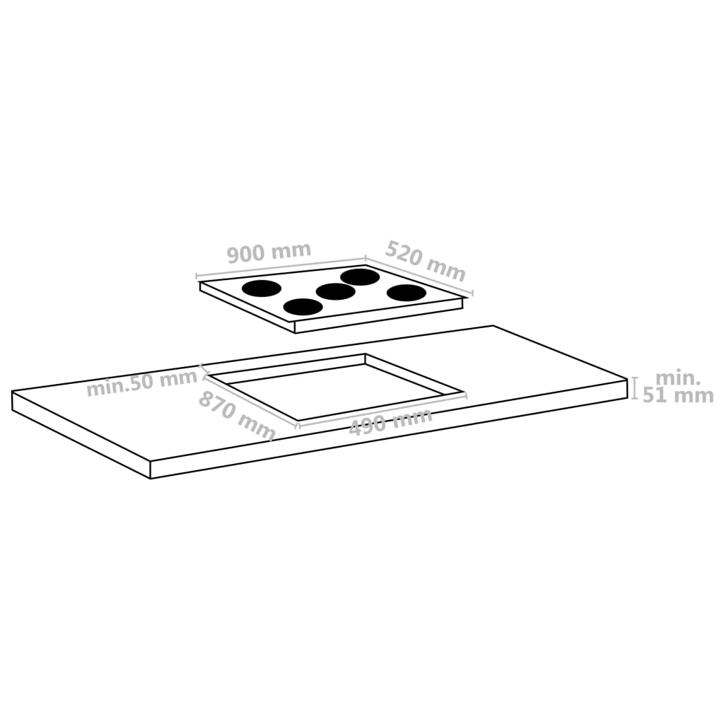 Keramische Kookplaat 5 Kookzones Aanraakbediening 90 cm 8500 w