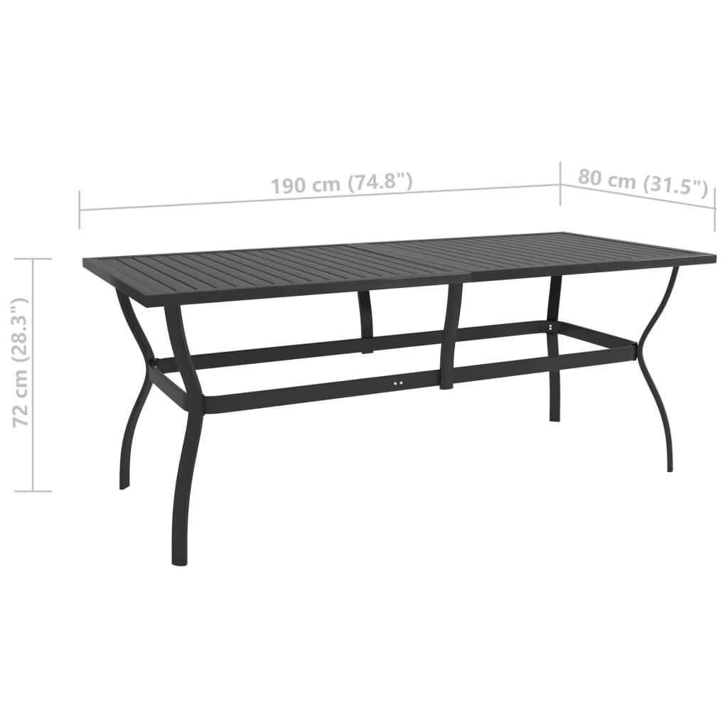 Tuintafel Staal 190 x 80 x 72 cm