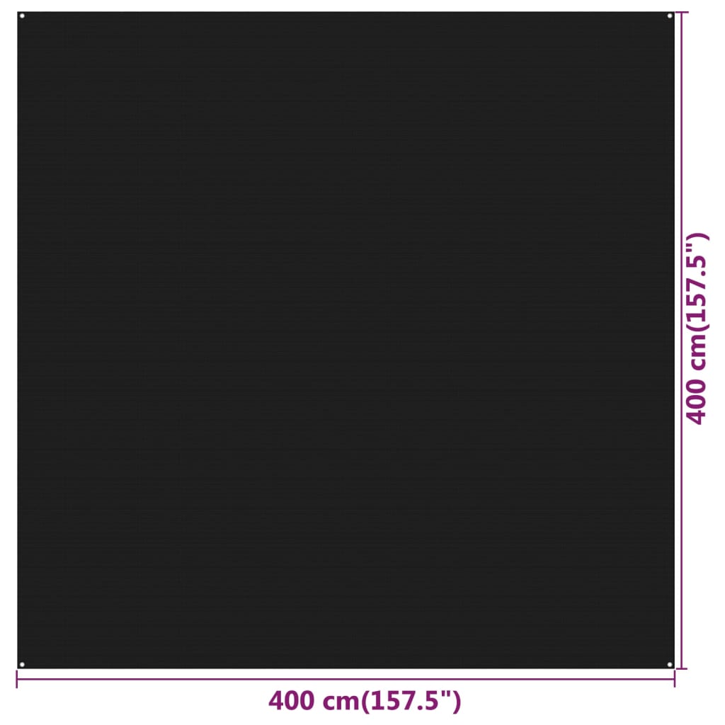 Tenttapijt Hdpe Zwart 400 x 400 cm