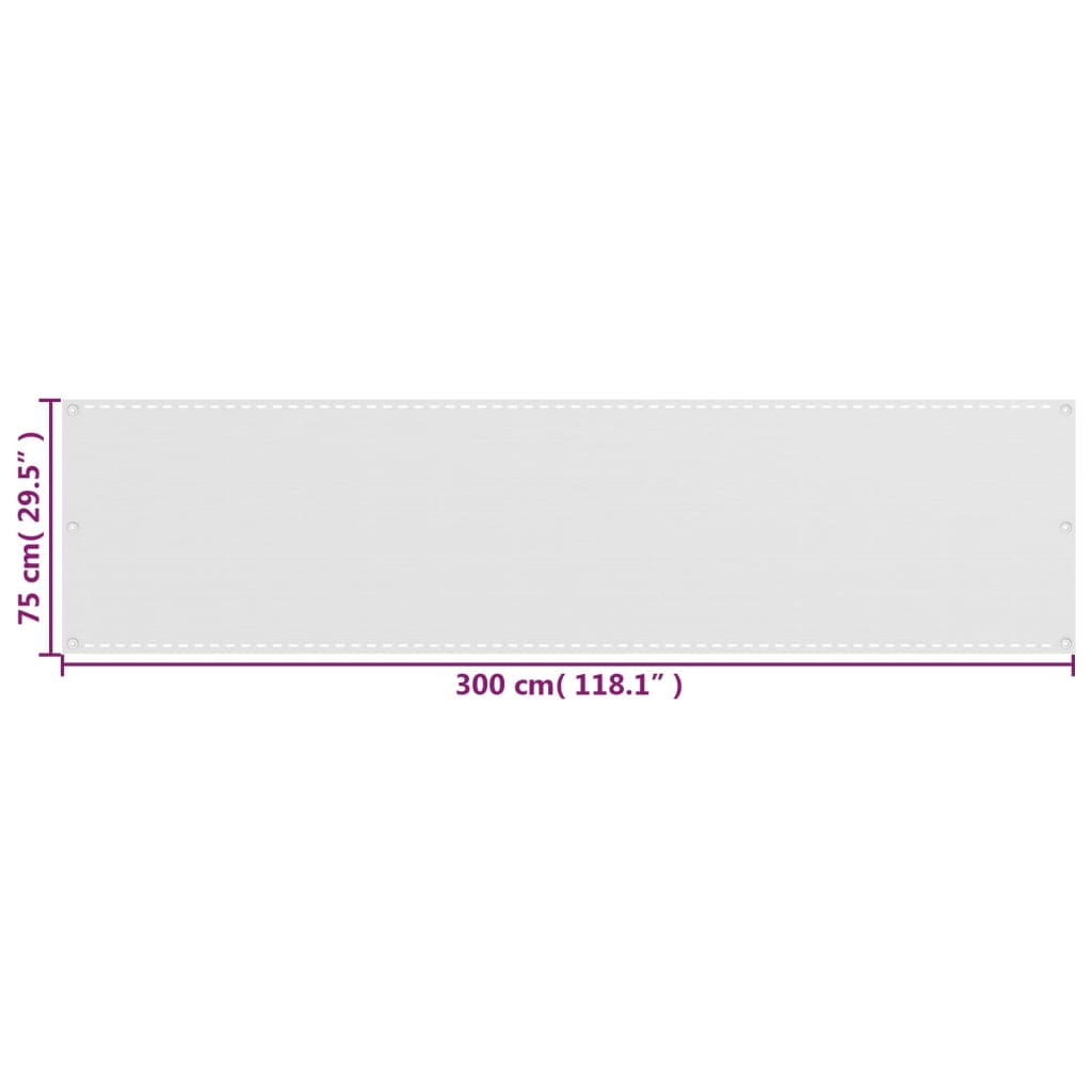 Balkonscherm 75x300 cm HDPE wit