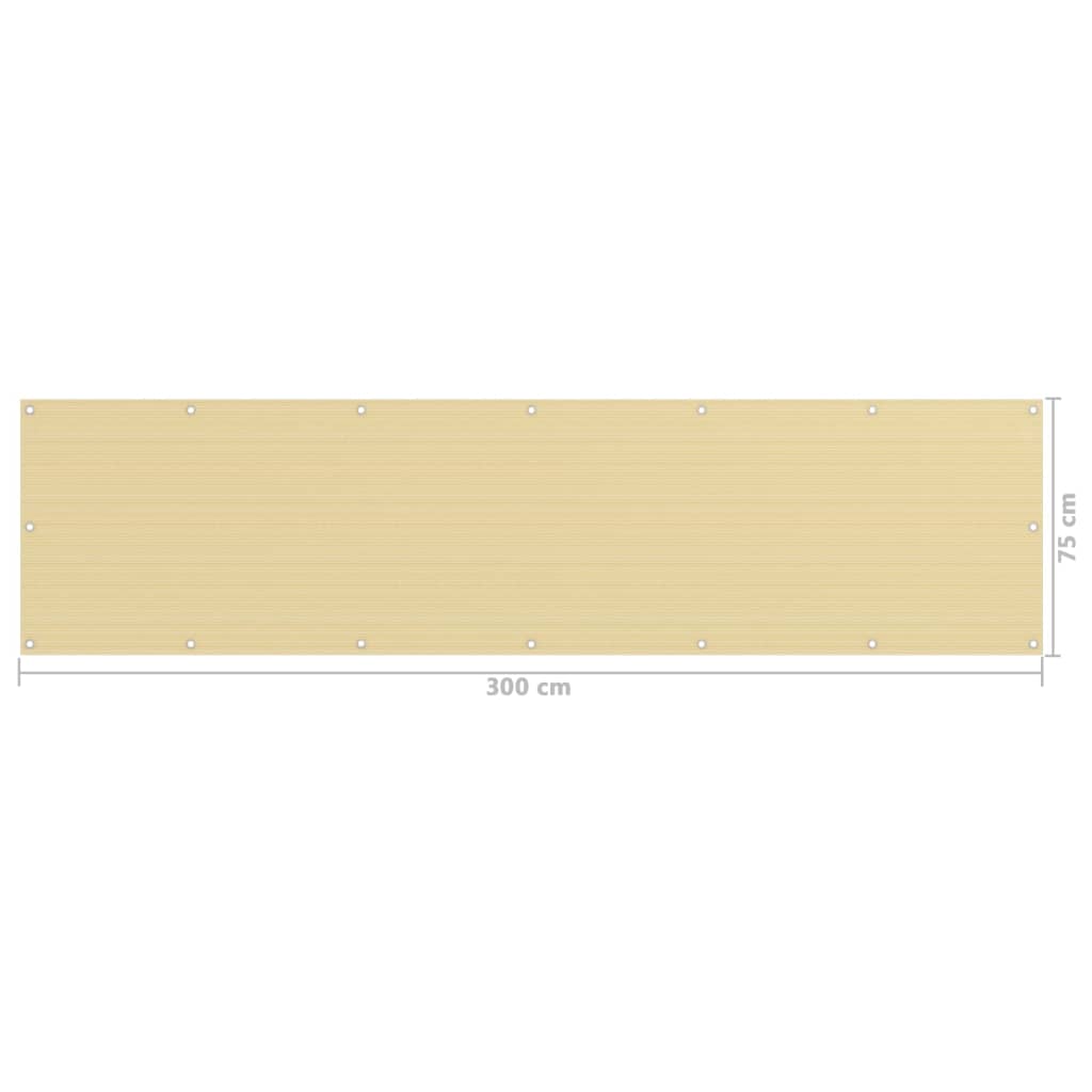 Balkonscherm Hdpe Beige 75 x 300 cm
