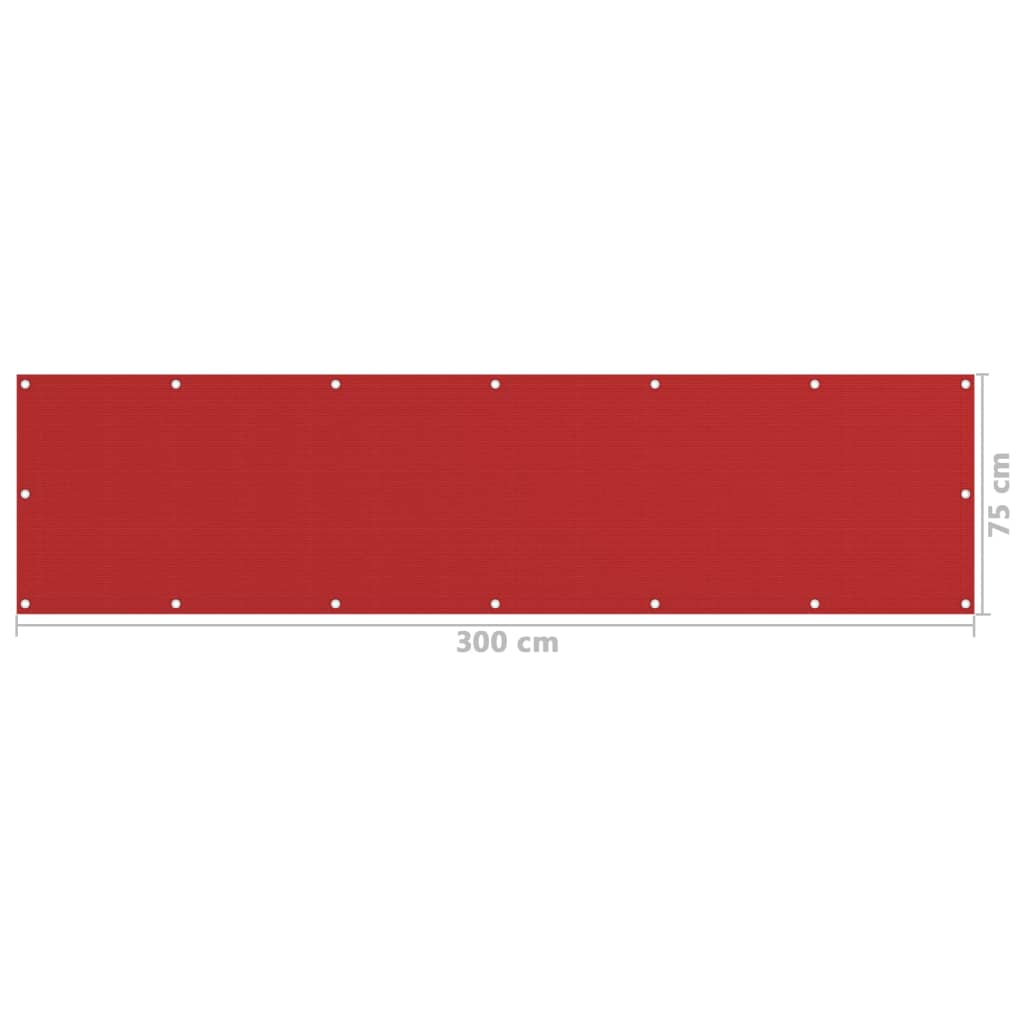 Balkonscherm Hdpe Rood 75 x 300 cm