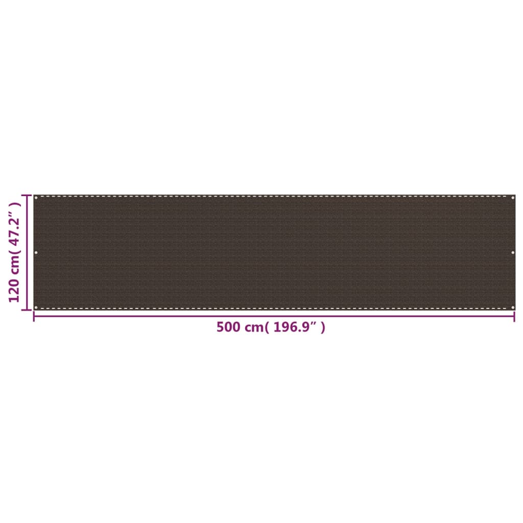 Balkonscherm Hdpe Bruin 120 x 500 cm