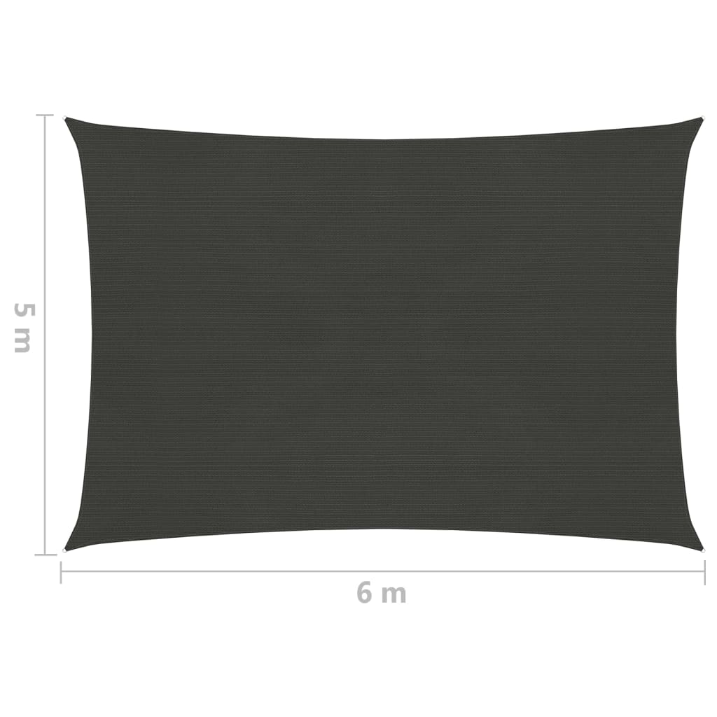 Zonnezeil 160 g/m² 5x6 m HDPE antracietkleurig 5 x 6 m