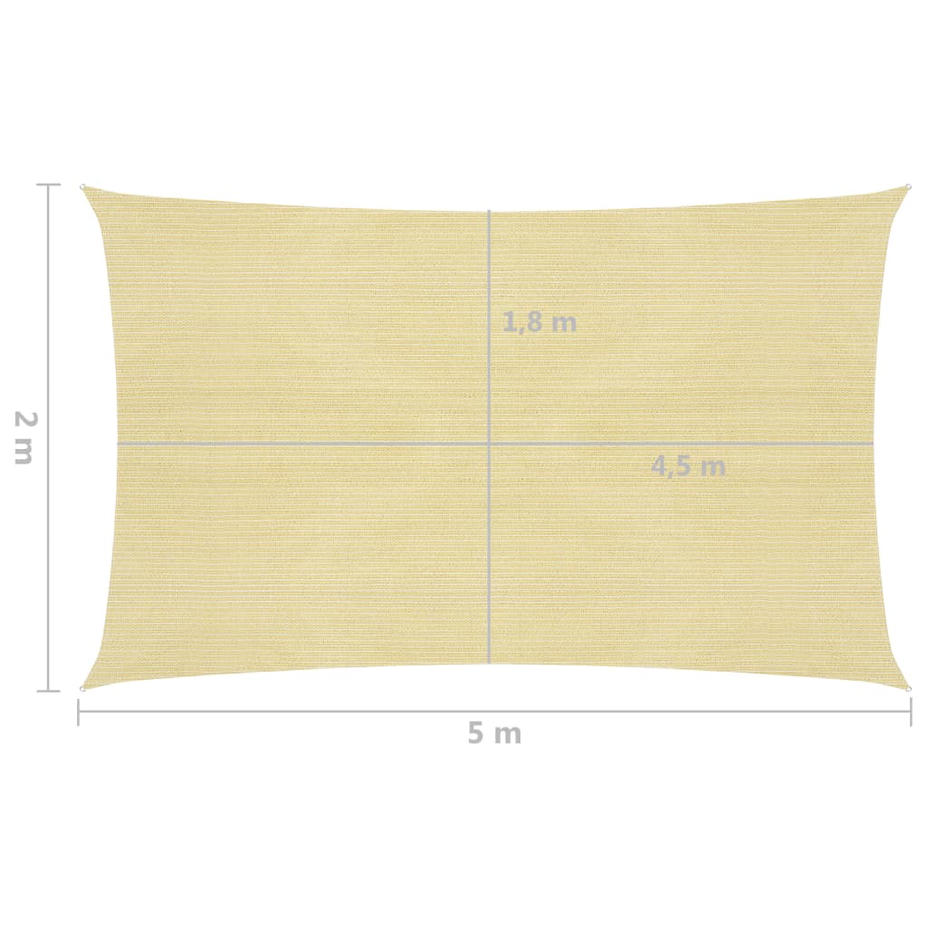 Zonnezeil 160 g/m² 2x5 m HDPE beige 2 x 5 m