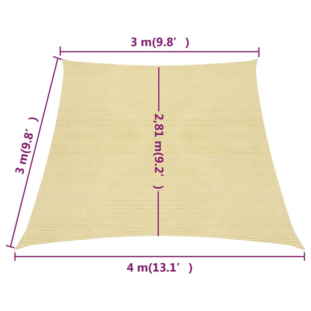 Zonnezeil 160 G/M² Hdpe 3/4 x 3 m Beige