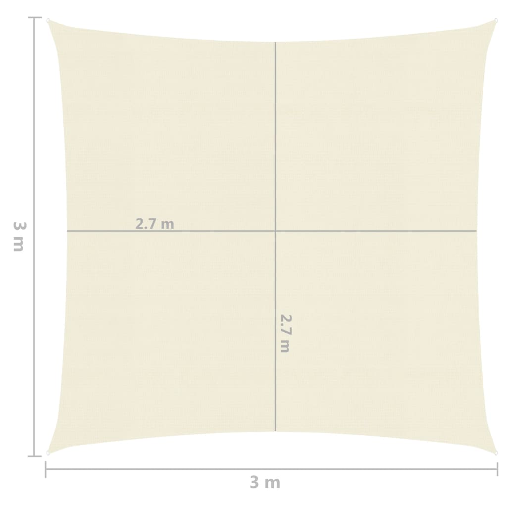 Zonnezeil 160 g/m² 3x3 m HDPE crèmekleurig 3 x 3 m Crème