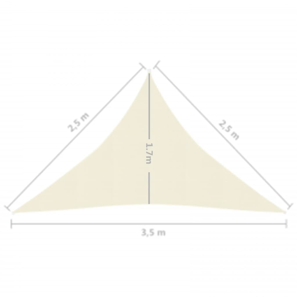 Zonnezeil 160 G/M² 2,5X2,5X3,5 M Hdpe Kleurig Crème 2.5 x 2.5 x 3.5 m