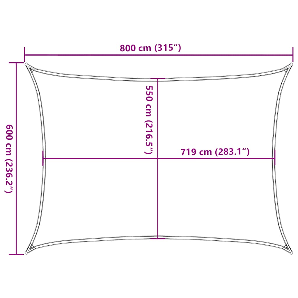 Zonnezeil 160 G/M² Hdpe Taupe 6 x 8 m