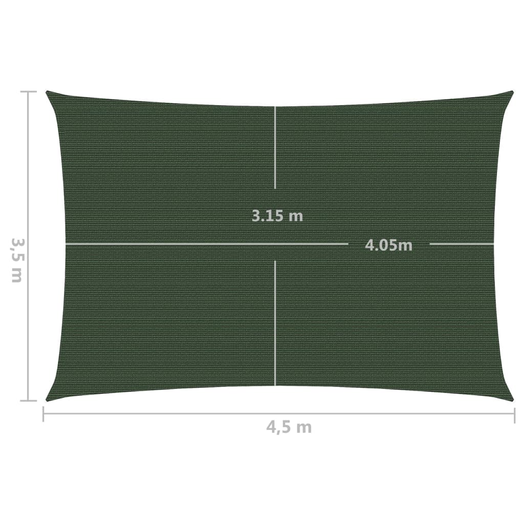 Zonnezeil 160 G/M² 3,5X4,5 M Hdpe Donkergroen 3.5 x 4.5 m