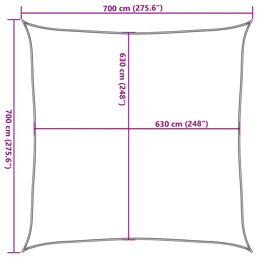 Zonnezeil 160 G/M² Vierkant Hdpe Oranje Orange 7 x 7 m
