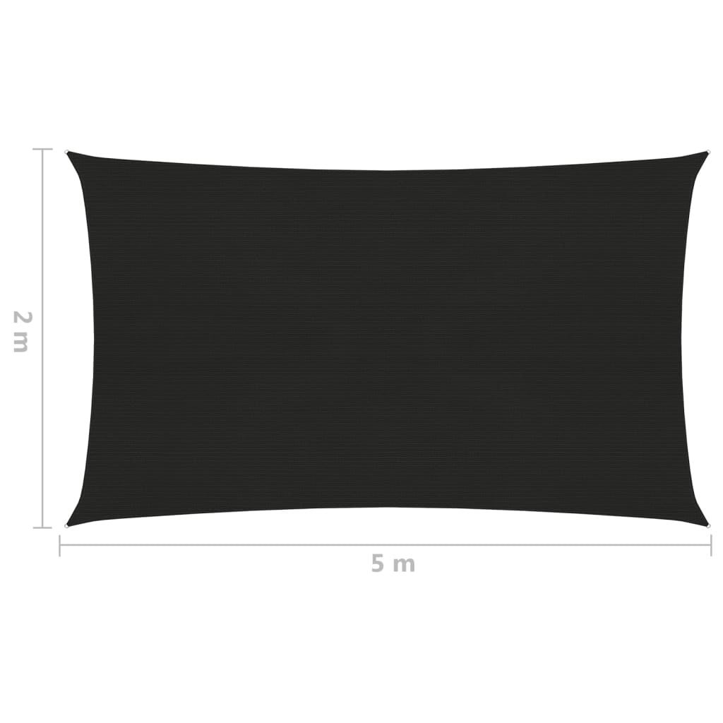 Zonnezeil 160 G/M² Hdpe Zwart 2 x 5 m