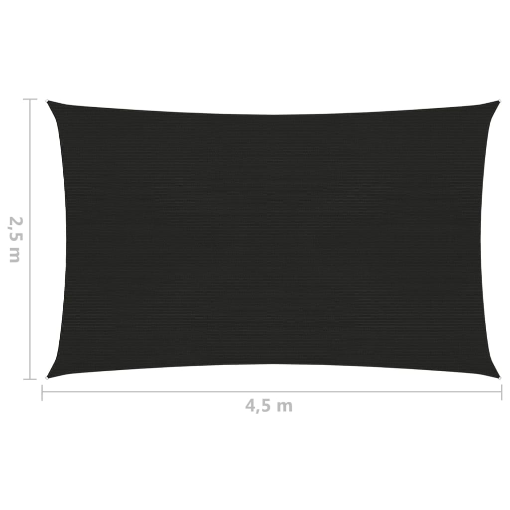 Zonnezeil 160 G/M² 2,5X4,5 M Hdpe Zwart 2.5 x 4.5 m