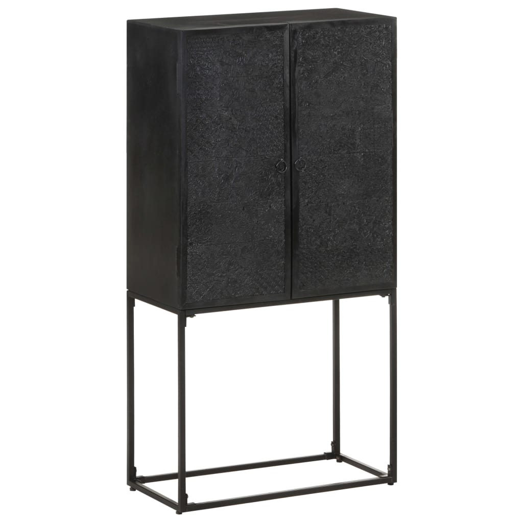 Dressoir 60X30X120 Cm Massief Acacia- En Mangohout Zwart