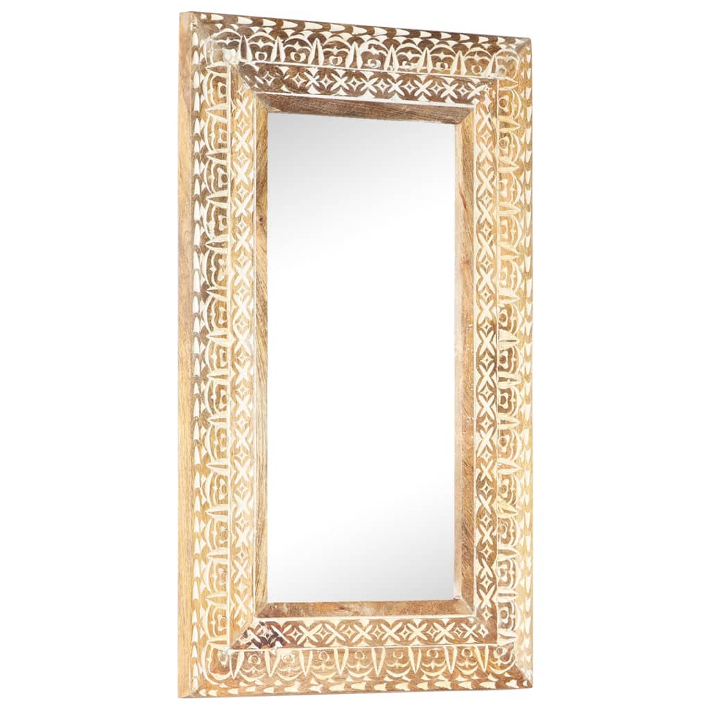 Spiegel Handgesneden 80X50X2,6 Cm Massief Mangohout 80 x 50 x 2.6 cm