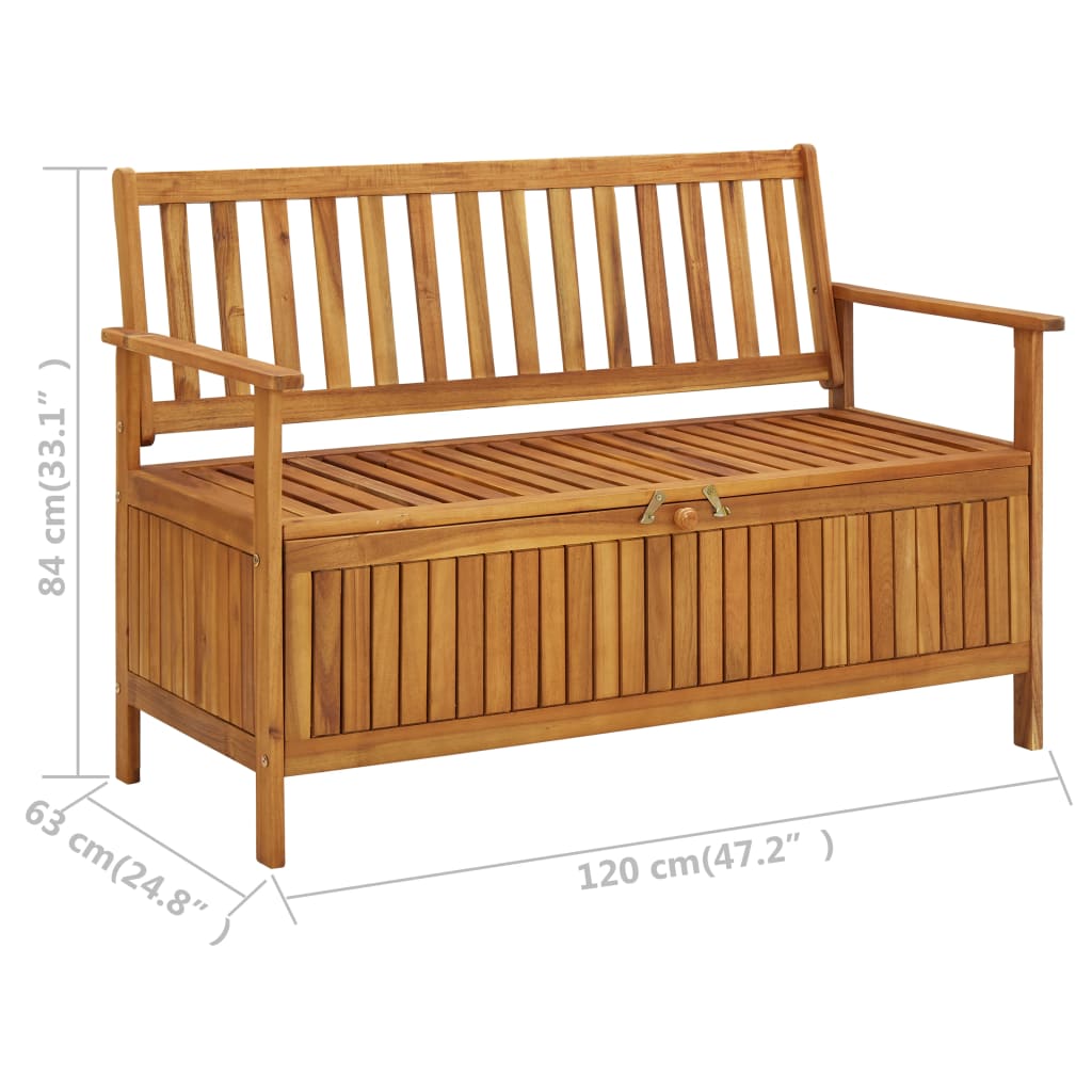 Tuinopbergbank 20 Cm Massief Acaciahout 120 x 63 x 84 cm Bruin