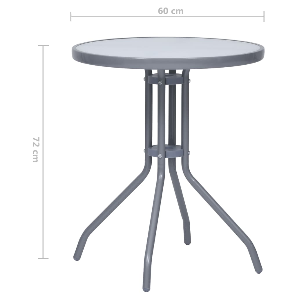 Tuintafel 60 Cm Staal En Glas 60 x 72 cm Lichtgrijs