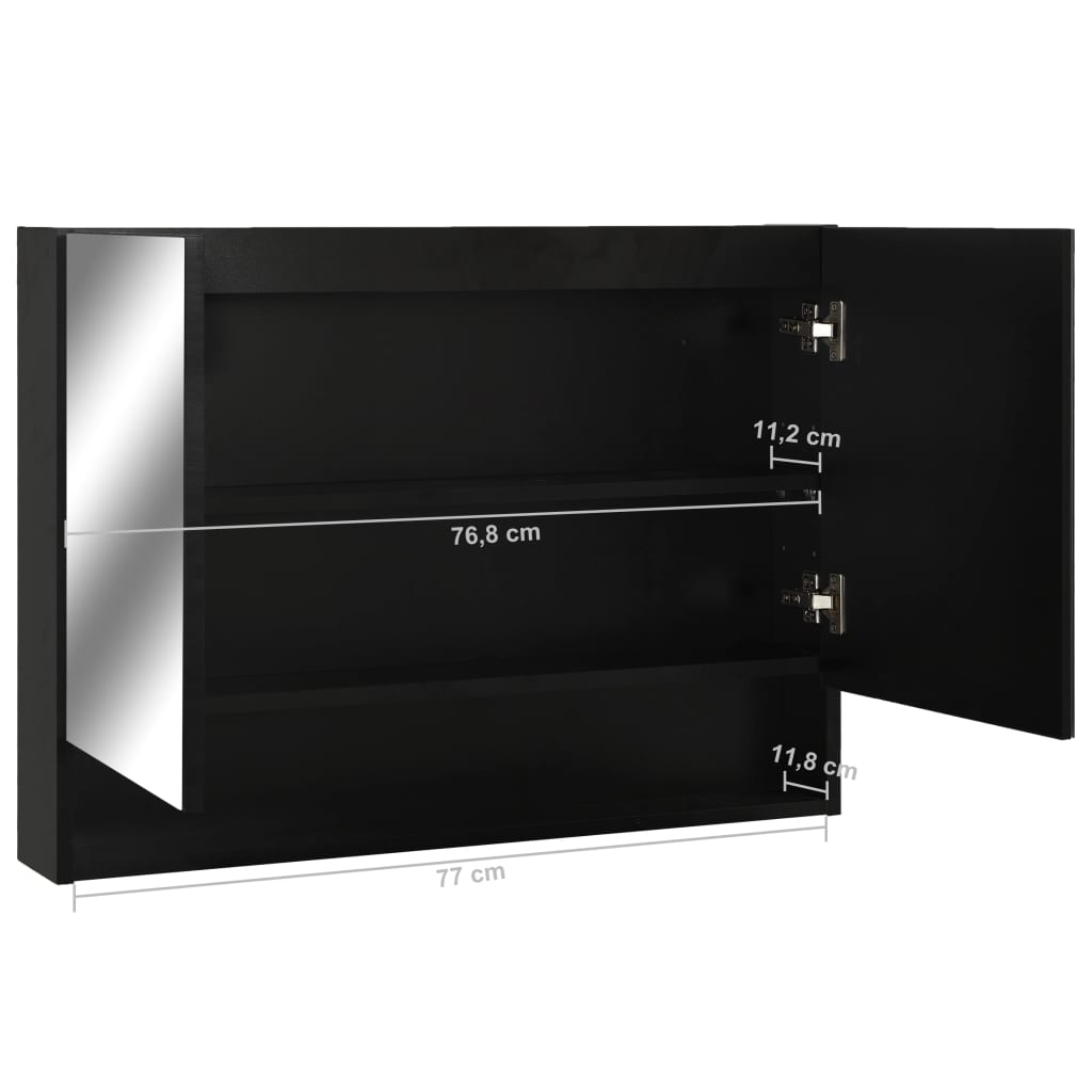Badkamerspiegelkast Led 80X5X60 Cm Mdf Zwart