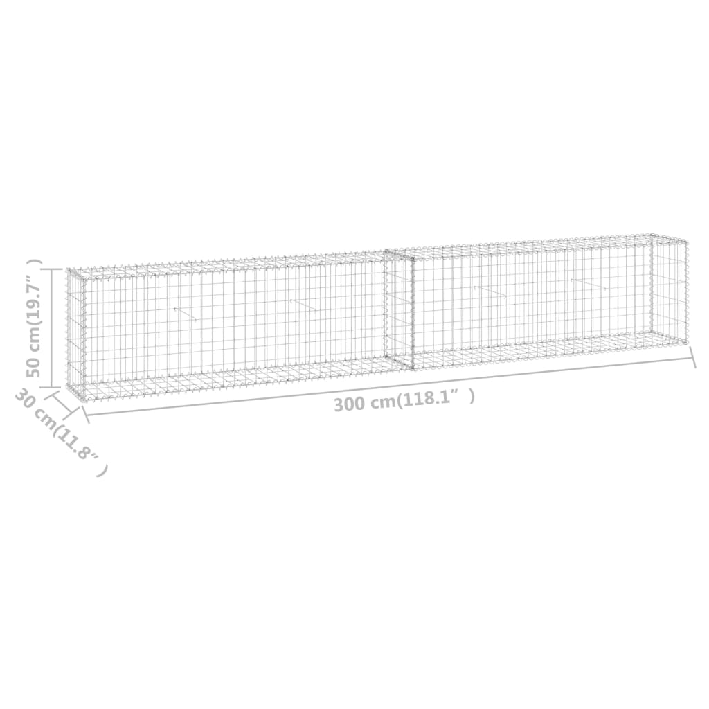 Schanskorfmuur met deksels 300x30x50 cm gegalvaniseerd staal 300 x 30 x 50 cm