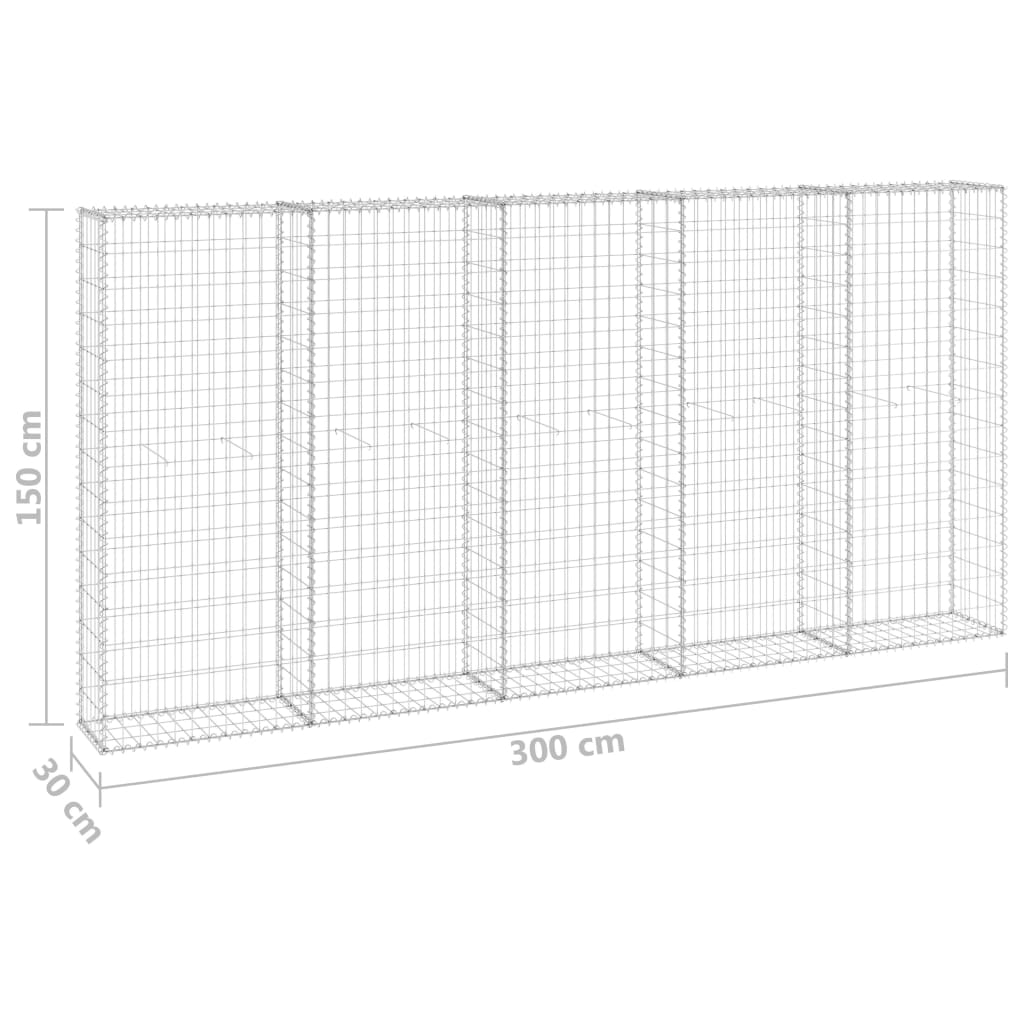 Schanskorfmuur met deksels 300x30x150 cm gegalvaniseerd staal 300 x 30 x 150 cm