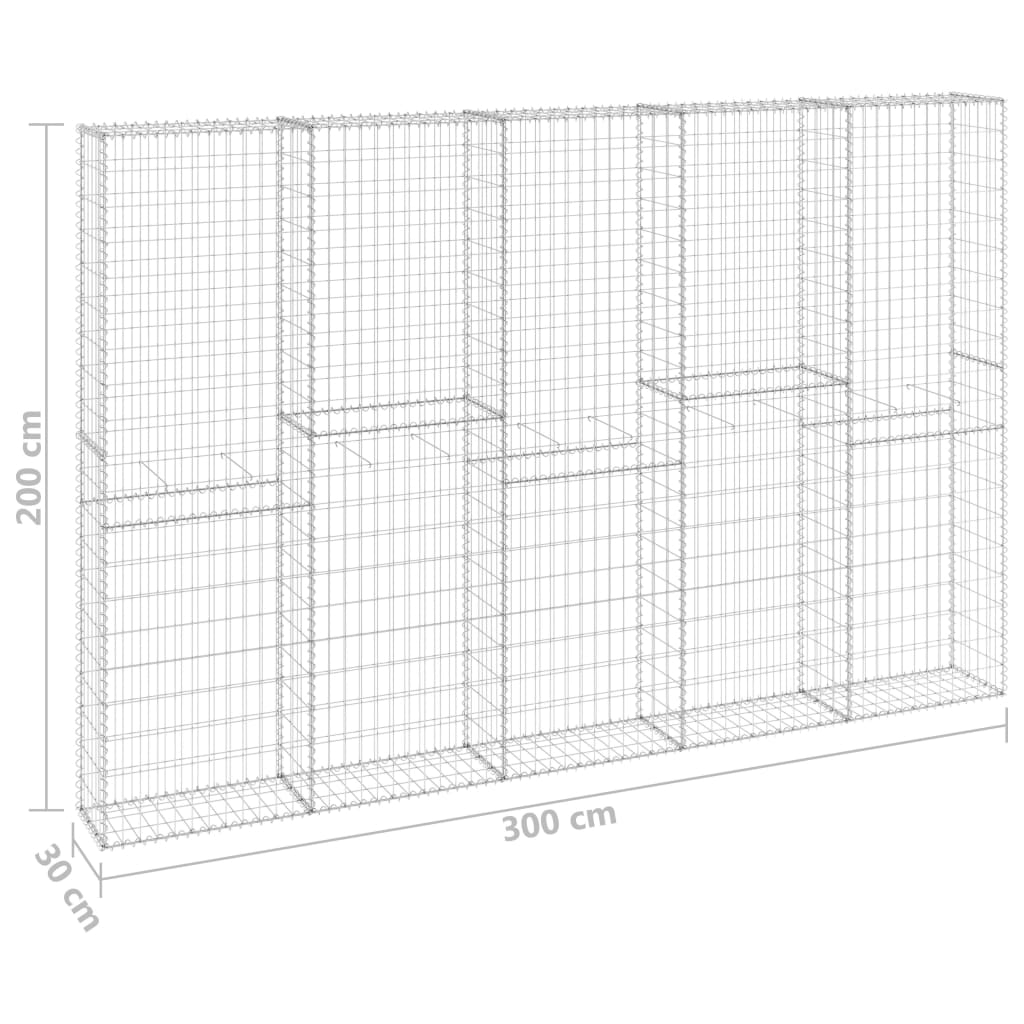 Schanskorfmuur met deksels 300x30x200 cm gegalvaniseerd staal 300 x 30 x 200 cm