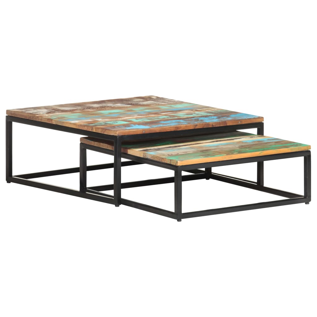 2-delige Salontafelset massief gerecycled hout