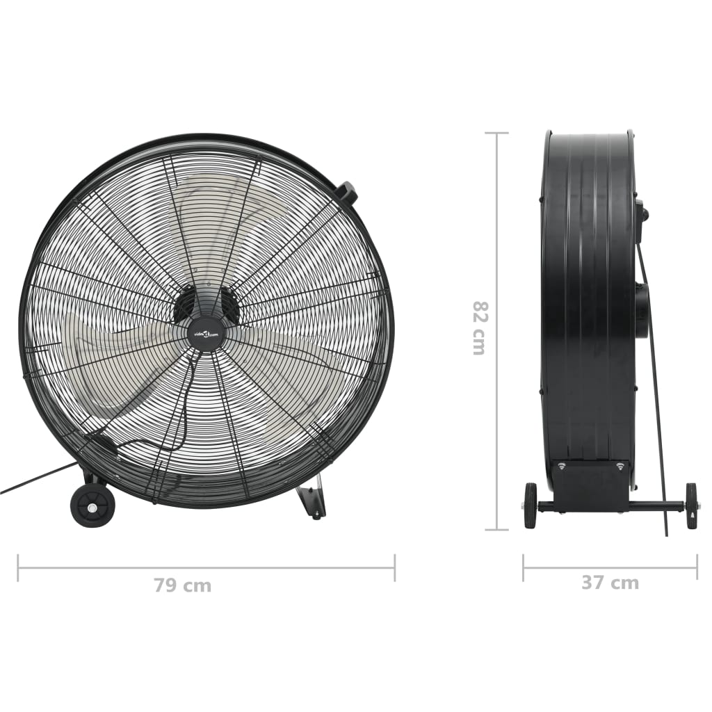 Trommelventilator Industrieel 187,7 W 77 Cm Zwart